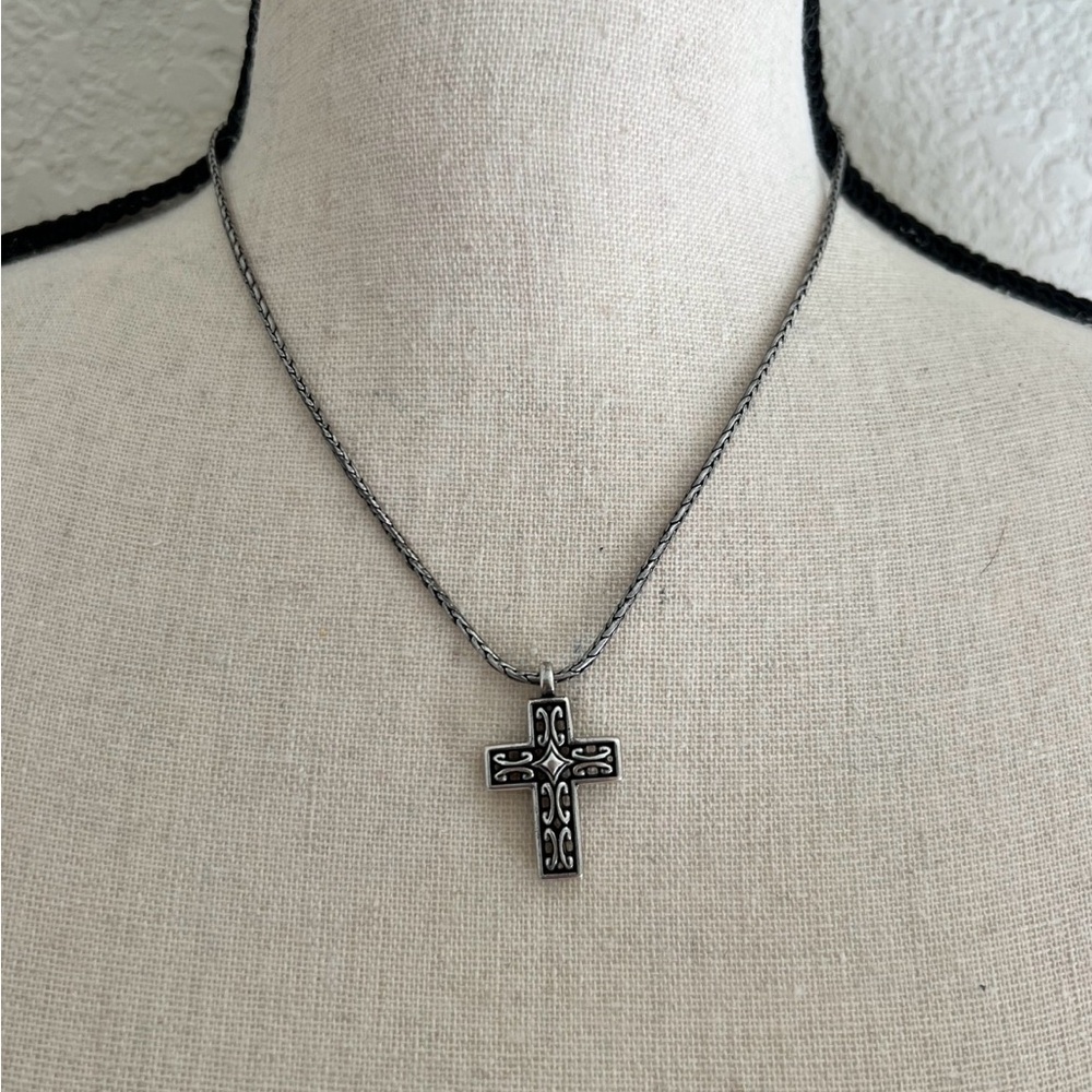 Brighton Double Sided Silver/ Gold Cross Pendant Necklace